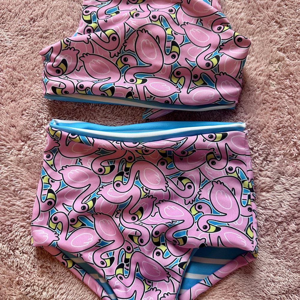 Pink Flamingo Kids Swim Bikini